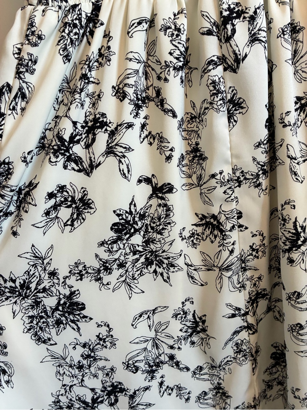 Black & White Floral Maxi Dress with Tie-Strap Shoulders - Picture 3 of 5